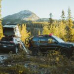 vehicles parked on camp site