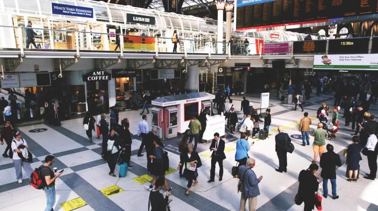 Busy Liverpool Street Station, UK